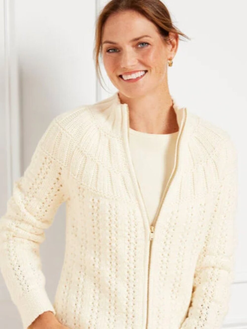 Talbots Mixed Stitch Cardigan Sweater